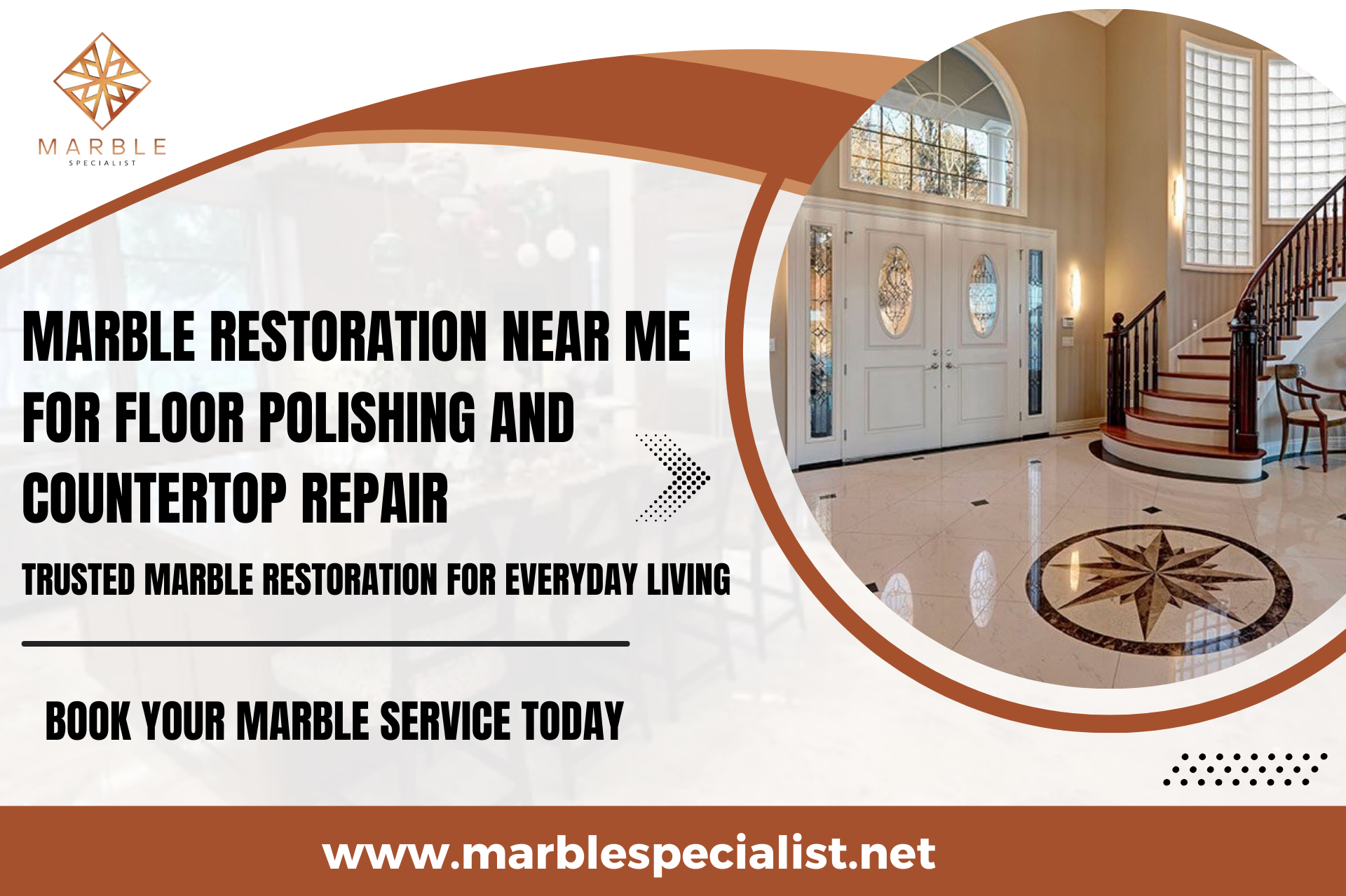 Marble restoration services for polished floors and countertops