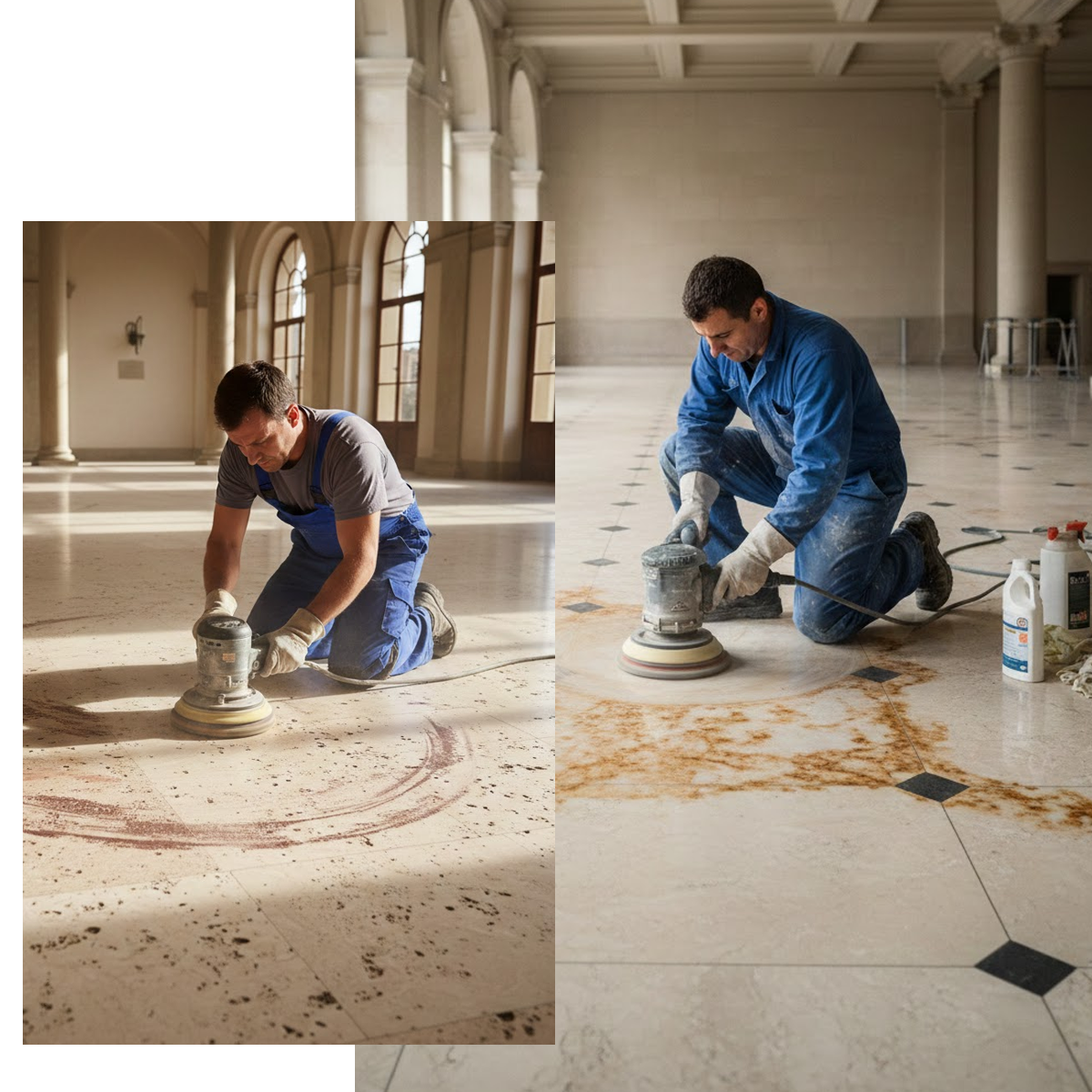 Staining on travertine